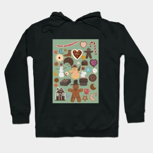 Cute Christmas Postcards - Cute Christmas Illustration - christmas cookies illustration Hoodie